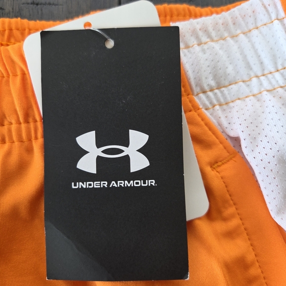 Under Armour Boys Orange Tech Vent Athletic Training Shorts Youth Large New - Picture 4 of 9